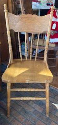 Set of Pressed Back Oak Chairs