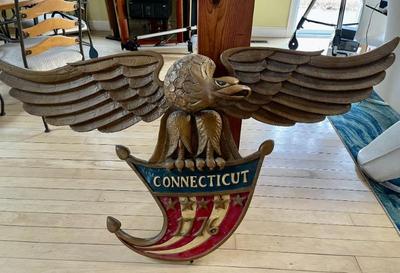 R. Larson woodcarving artist vintage eagle 4ft across