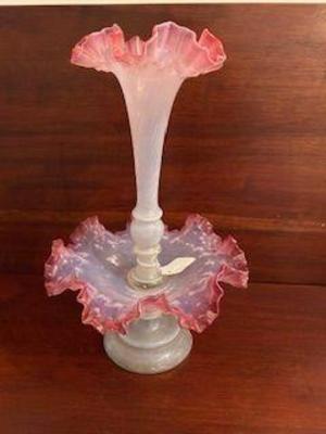 Antique Pink Fenton Epergne