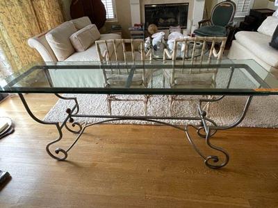 Glass top sofa table 