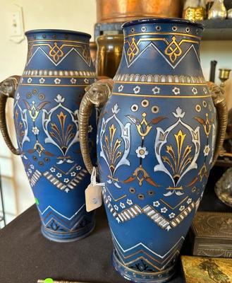 Mettlach vases with elephant handles c. 1920