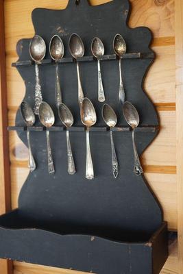 Vintage Spoon holder with sterling spoons being sold separately. 