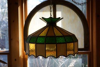There are two of the swag stainglass lamps in very good condition 