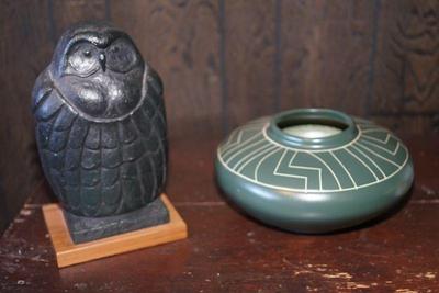 The owl is signed and dated from the 1960;s the pot is not signed. 
