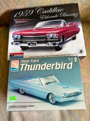 Model cars: 1959 Cadillac Eldorado Biarritz & 1966 Ford Thunderbird