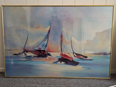 Framed Colorful Sailing Print  $40