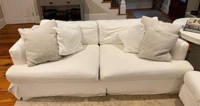 Arhaus large sofa with removable white cotton covers 25x92x42 $900