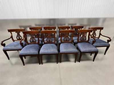 Set Of Ten Solid Mahogany Lyre Back Kindel Dining Chairs, $3,200/Each Retail