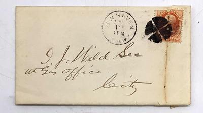 Early letter with cork-stamped cancellation