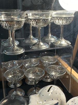 Sterling cups with glass inserts