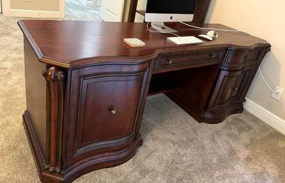 Large Mahogany Wooden Executive Desk
