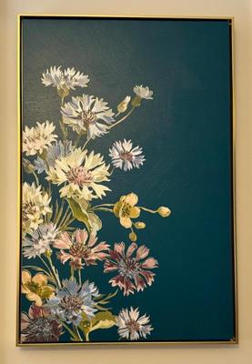 Teal Floral Artwork on Canvas