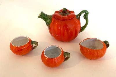 Antique pumpkin-shaped child's tea set