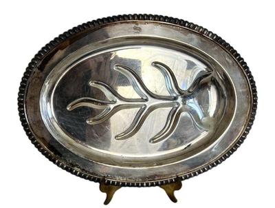 "S" Monogram Footed Silverplate Carving Platter