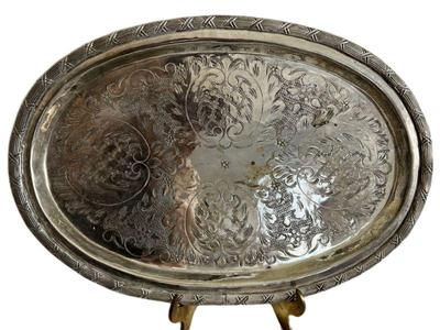 Vintage Oval Chased Silverplate Tray