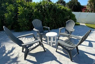 Adams Patio Stackable Adorondack Chairs Charcoal w/table