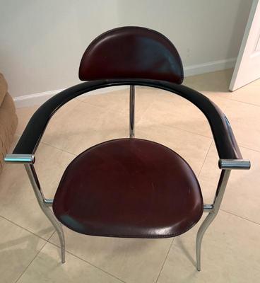 Vintage Stiletto Leather & Chrome Arrben of Italy Chair