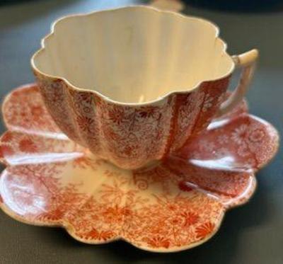 Pair of Shelley Wileman Foley "Jungle Print" c 1850 Cup & Saucer`