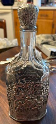 Antique Silver Overlay Decanter