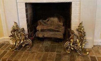 Pair Gilt Bronze Chenets, Early 1800's