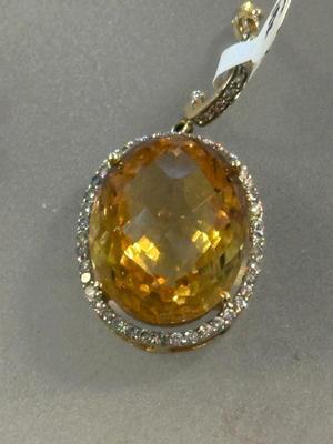 Citrine and diamond pendant