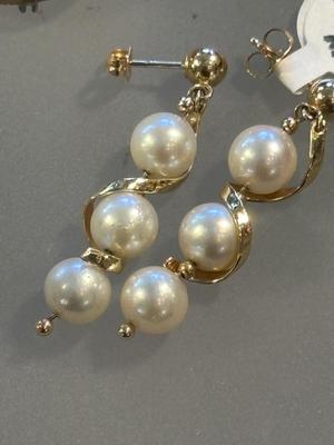 Gold and cultured pearl earrings