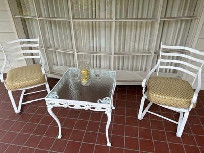White iron patio furniture