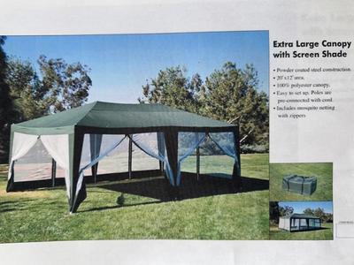 Extra Large Canopy w/ Screen Shade (20'x12' area)