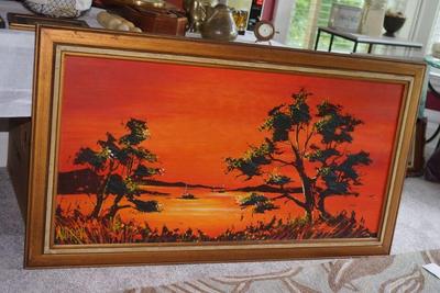 Sahara oil on canvas from Africa. 