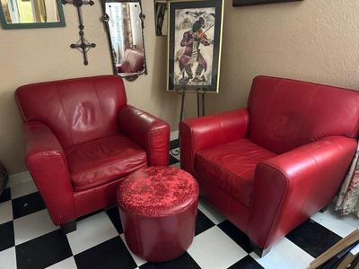 Broyhill Red Leather Chairs 