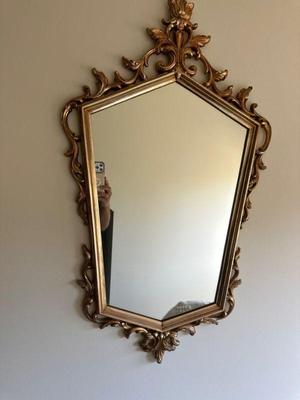Gold trim wall mirror