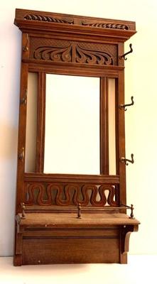 Antique walnut Victorian wall mirror/ coat rack