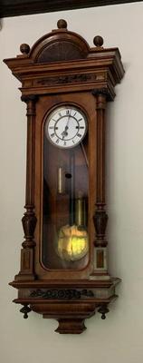 Antique walnut Vienna regulator wall clock