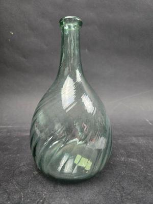 Zanesville, Oh Aqua Swirled Glass Bottle Open Pontil Probably Mid 1800's - 8.5 Inches