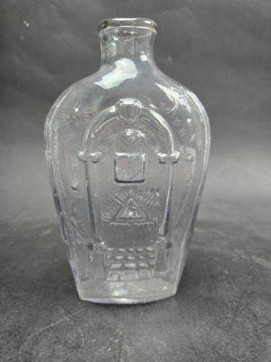 Very Rare Masonic Eagle Pictorial Historical Flask - Rough Pontil - Keene Marlboro St Glassworks - NH