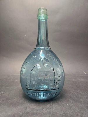 American Historical Flask, McKearin GI-99, Aqua, Jenny Lind And S. Huffsey Glass Works, Pontil Base