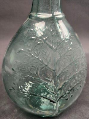 Kossuth 1850's Calabash Bottle With Bust And Tree Of Life  Green Glass - Antique - About 10 Inches Tall