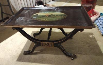 British Regency type side table with hunt scene painting