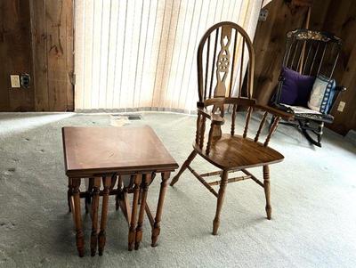 Nesting End Tables $40/set (chair part of dining set towards end of photos)