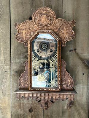 Antique Ingraham Wall Clock with Outstanding Case $75