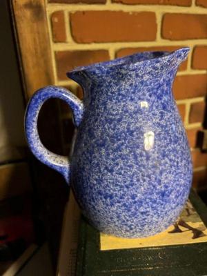 Blue Spatterware Pottery Jug $8