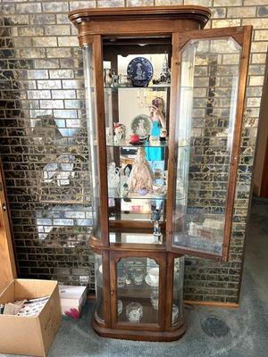 Glass Curio/Display Cabinet $150 (decorative items within +/- $5 each)