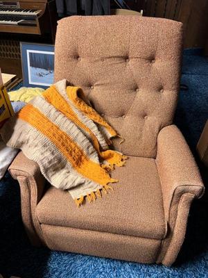 Vintage Striped Orange Afghan Knit Blanket $10