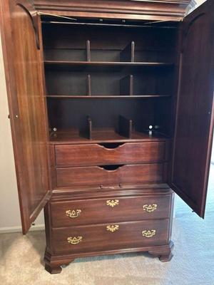 Ethan Allen Georgian Court cherry armoire (open)