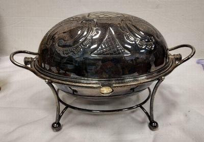 ROLL TOP SILVER PLATE SERVER