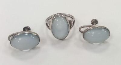 MOONSTONE RING AND EARRING SET