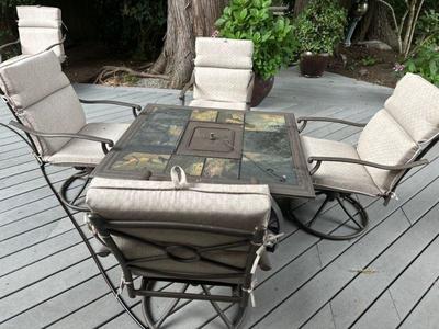 Patio furniture with firepit