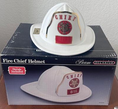 Jim Beam Decanter Collection:  White Fire Chief Helmet