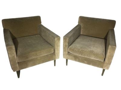 Edward Wormley Brass Leg Lounge Chairs