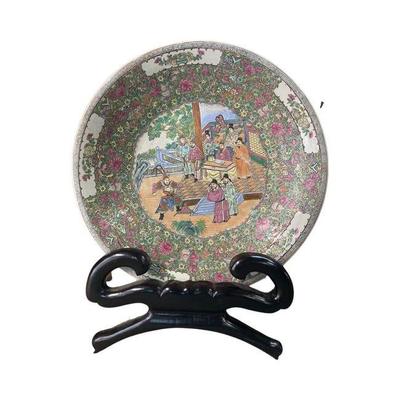 Large Asian Plate on Stand